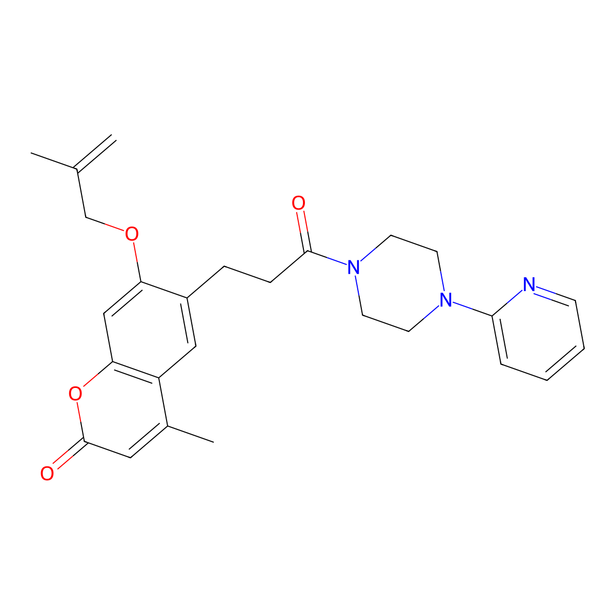 4-methyl-7-[(2-methylprop-2-en-1-yl)oxy]-6-{3-oxo-3-[4-(pyridin-2-yl)piperazin-1-yl]propyl}-2H-chromen-2-one molecular structure, CAS 1010933-75-1