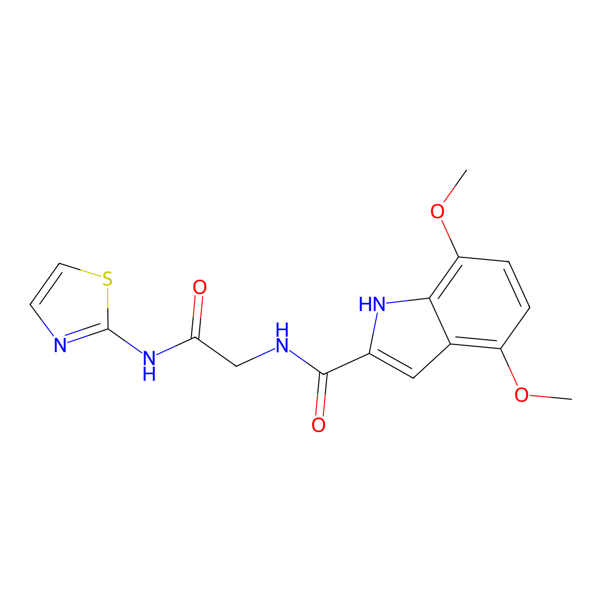 4,7-dimethoxy-N-[2-oxo-2-(1,3-thiazol-2-ylamino)ethyl]-1H-indole-2-carboxamide molecular structure, CAS 1010933-92-2