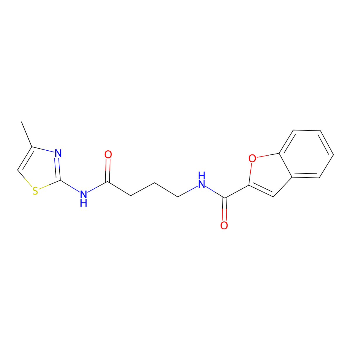N~2~-{4-[(4-methyl-1,3-thiazol-2-yl)amino]-4-oxobutyl}-1-benzofuran-2-carboxamide molecular structure, CAS 1010933-98-8