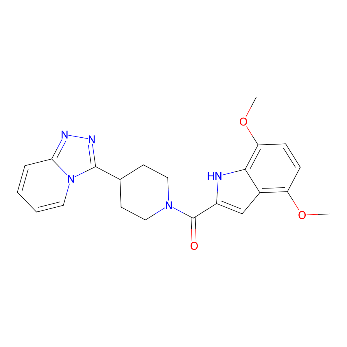 (4,7-dimethoxy-1H-indol-2-yl)[4-([1,2,4]triazolo[4,3-a]pyridin-3-yl)piperidin-1-yl]methanone molecular structure, CAS 1010934-03-8