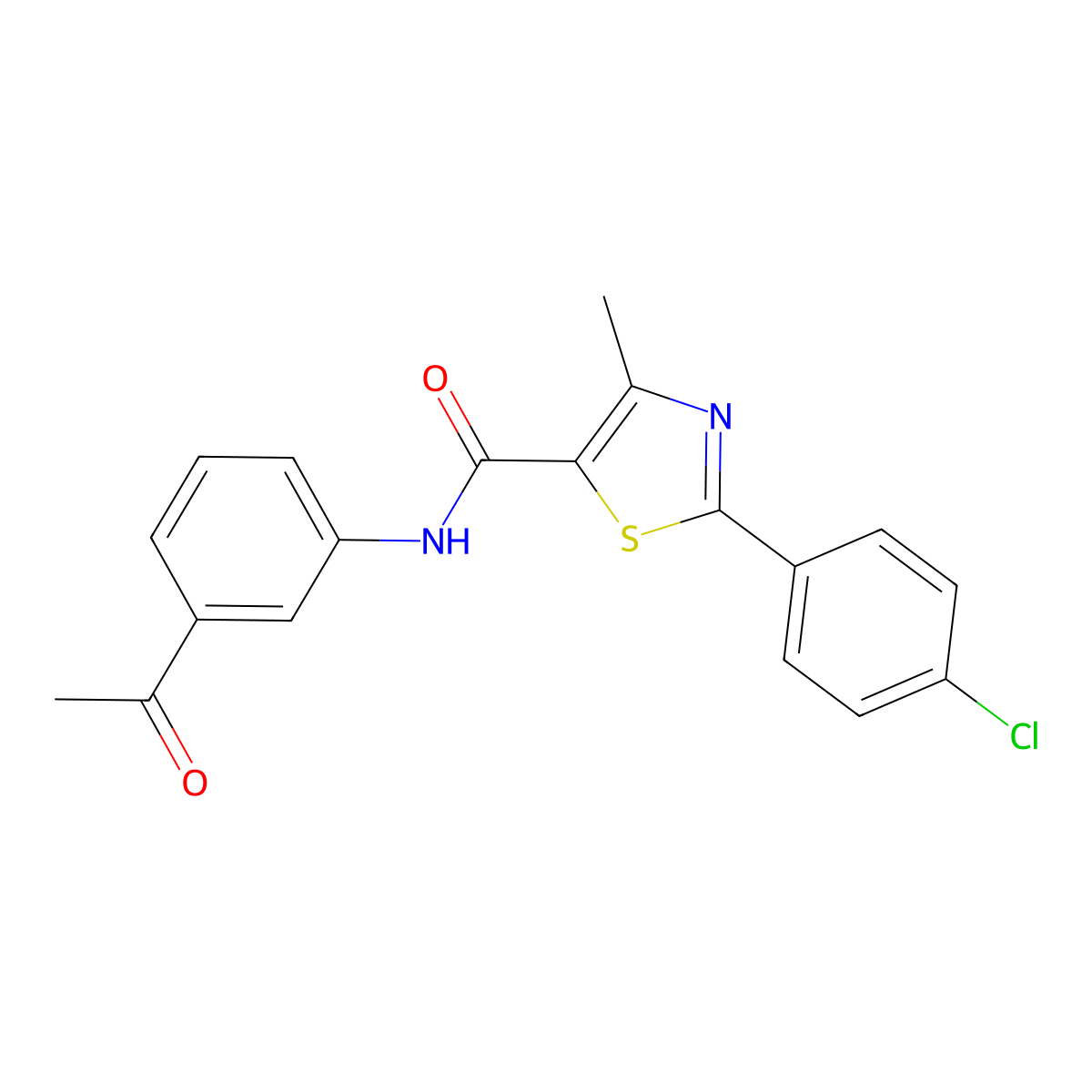 N-(3-acetylphenyl)-2-(4-chlorophenyl)-4-methyl-1,3-thiazole-5-carboxamide molecular structure, CAS 1010934-04-9