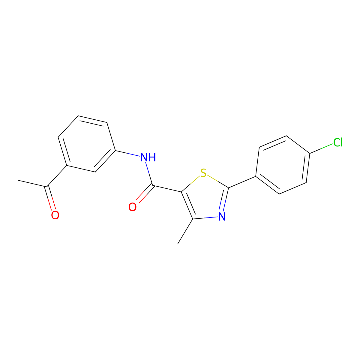 N-(3-acetylphenyl)-2-(4-chlorophenyl)-4-methyl-1,3-thiazole-5-carboxamide molecular structure, CAS 1010934-04-9