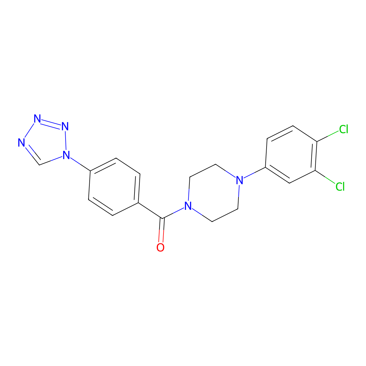 1-(3,4-dichlorophenyl)-4-[4-(1H-tetrazol-1-yl)benzoyl]piperazine molecular structure, CAS 1010934-30-1