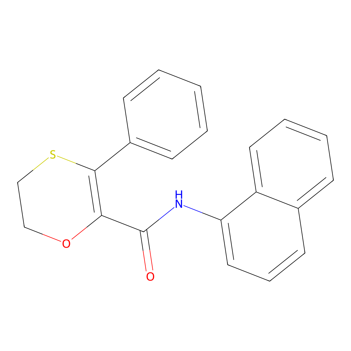 N-(naphthalen-1-yl)-3-phenyl-5,6-dihydro-1,4-oxathiine-2-carboxamide molecular structure, CAS 1010934-40-3