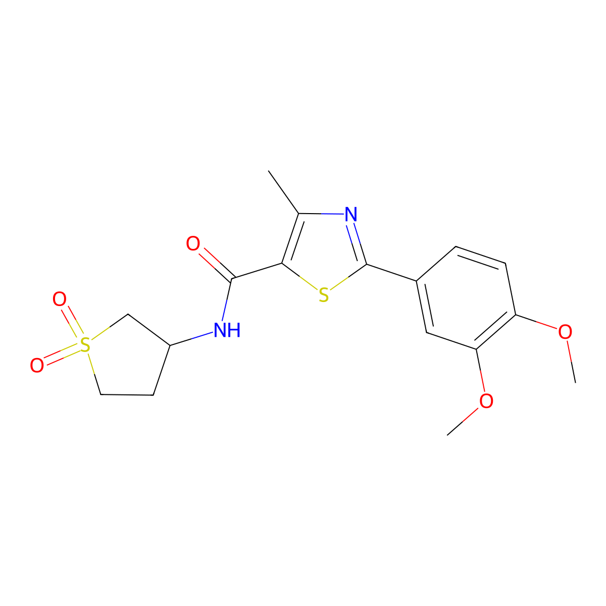 2-(3,4-dimethoxyphenyl)-N-(1,1-dioxidotetrahydrothiophen-3-yl)-4-methyl-1,3-thiazole-5-carboxamide molecular structure, CAS 1010934-52-7
