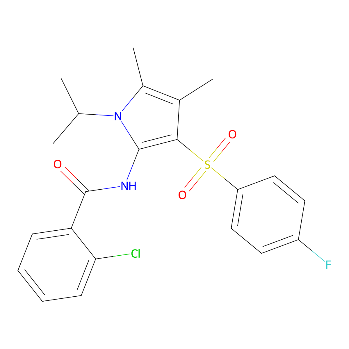 2-chloro-N-{3-[(4-fluorophenyl)sulfonyl]-4,5-dimethyl-1-(propan-2-yl)-1H-pyrrol-2-yl}benzamide molecular structure, CAS 1010934-54-9