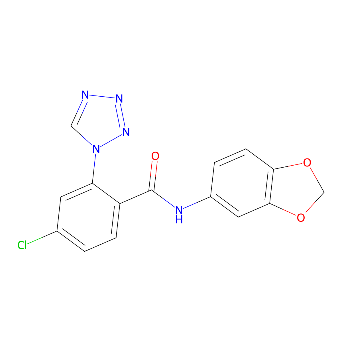 N-(1,3-benzodioxol-5-yl)-4-chloro-2-(1H-tetrazol-1-yl)benzamide molecular structure, CAS 1010934-82-3