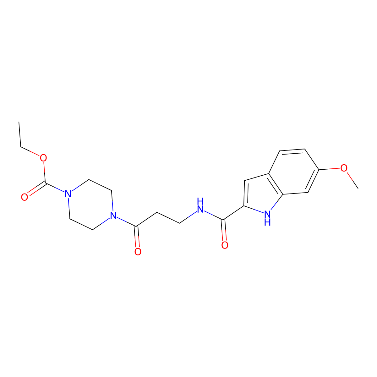 ethyl 4-{N-[(6-methoxy-1H-indol-2-yl)carbonyl]-beta-alanyl}piperazine-1-carboxylate molecular structure, CAS 1010934-86-7