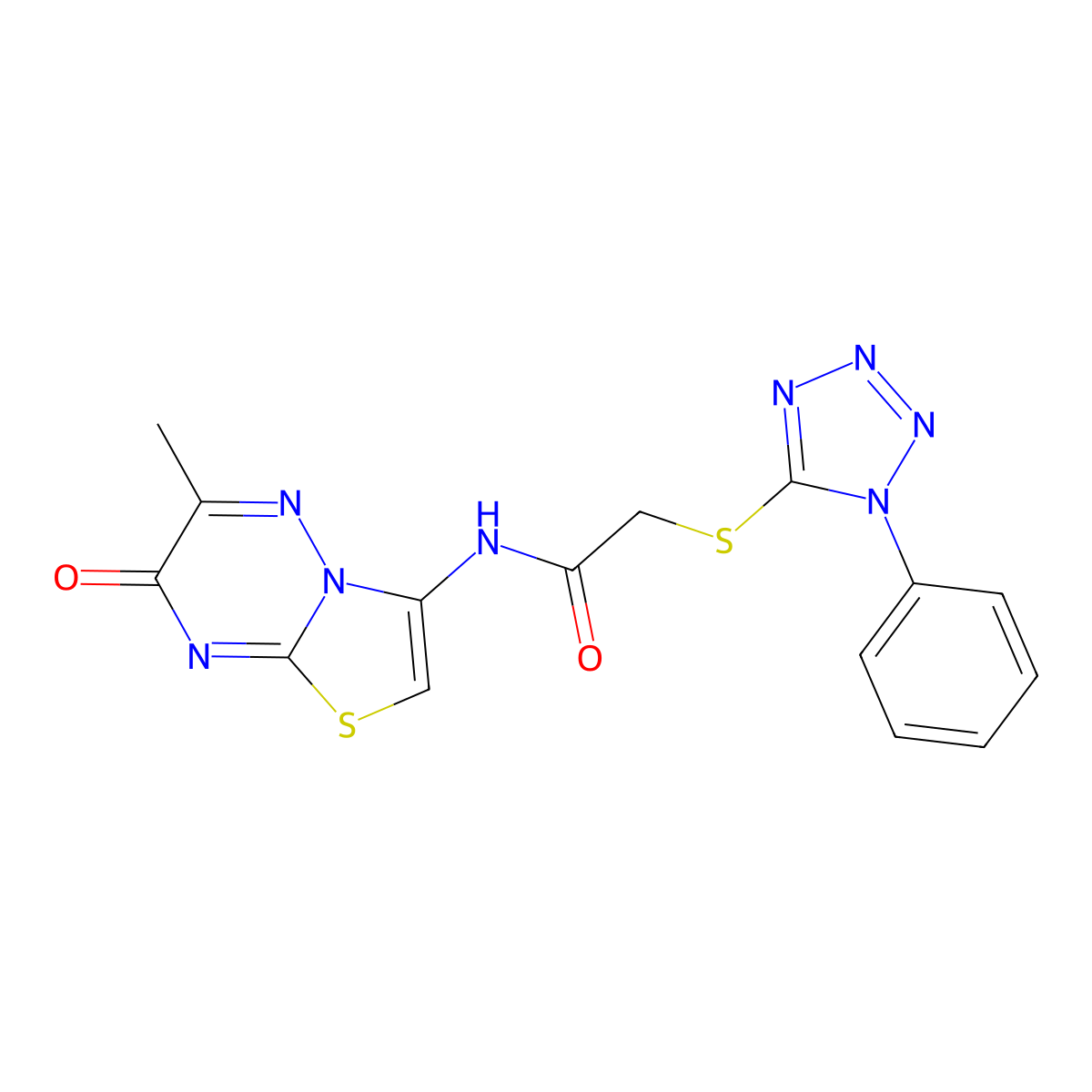N-(6-methyl-7-oxo-7H-[1,3]thiazolo[3,2-b][1,2,4]triazin-3-yl)-2-[(1-phenyl-1H-tetrazol-5-yl)sulfanyl]acetamide molecular structure, CAS 1010934-92-5
