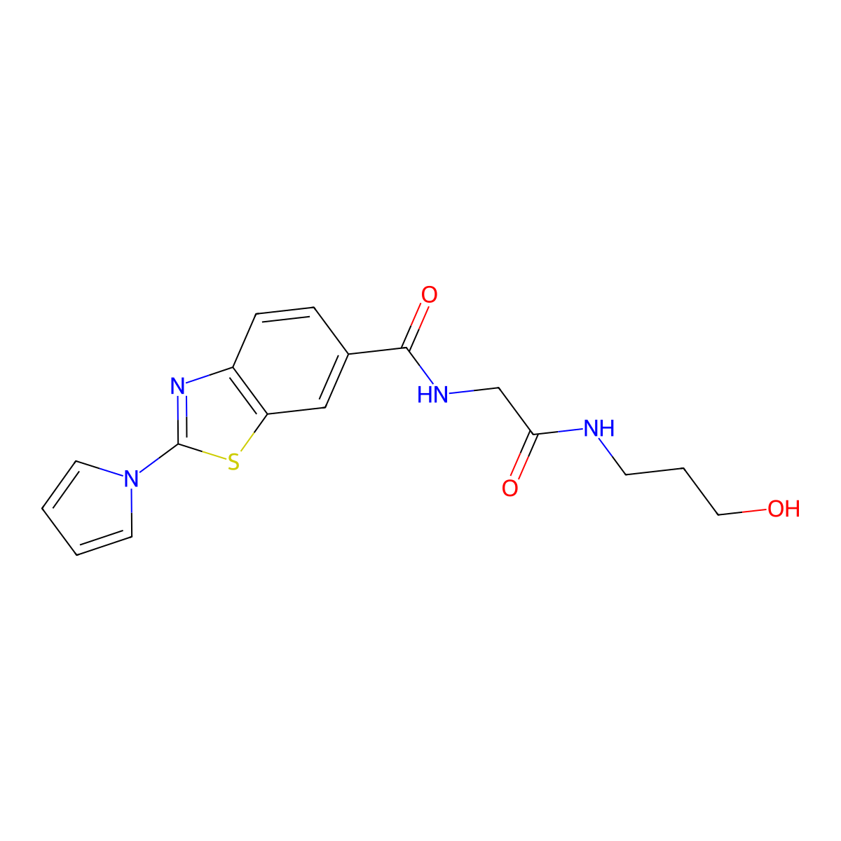 N-{2-[(3-hydroxypropyl)amino]-2-oxoethyl}-2-(1H-pyrrol-1-yl)-1,3-benzothiazole-6-carboxamide molecular structure, CAS 1010934-97-0