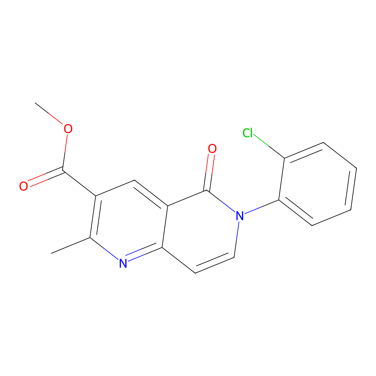 Methyl 6-(2-chlorophenyl)-2-methyl-5-oxo-5,6-dihydro-1,6-naphthyridine-3-carboxylate molecular structure, CAS 1010935-19-9