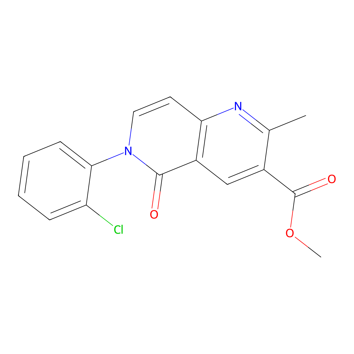 Methyl 6-(2-chlorophenyl)-2-methyl-5-oxo-5,6-dihydro-1,6-naphthyridine-3-carboxylate molecular structure, CAS 1010935-19-9