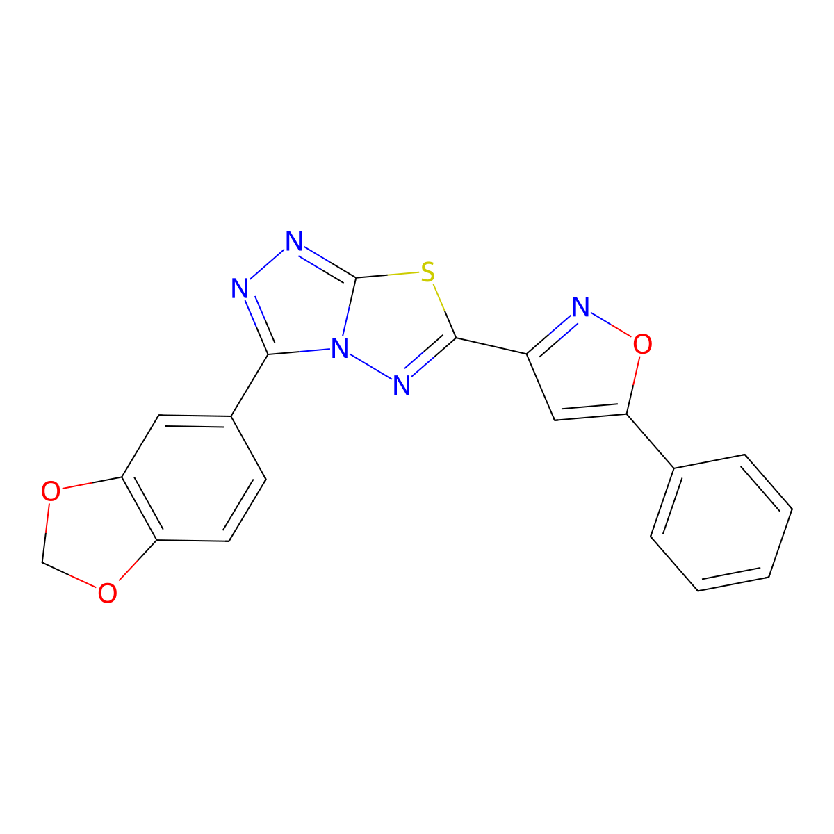 3-(1,3-Benzodioxol-5-yl)-6-(5-phenyl-1,2-oxazol-3-yl)[1,2,4]triazolo[3,4-b][1,3,4]thiadiazole molecular structure, CAS 1010935-20-2