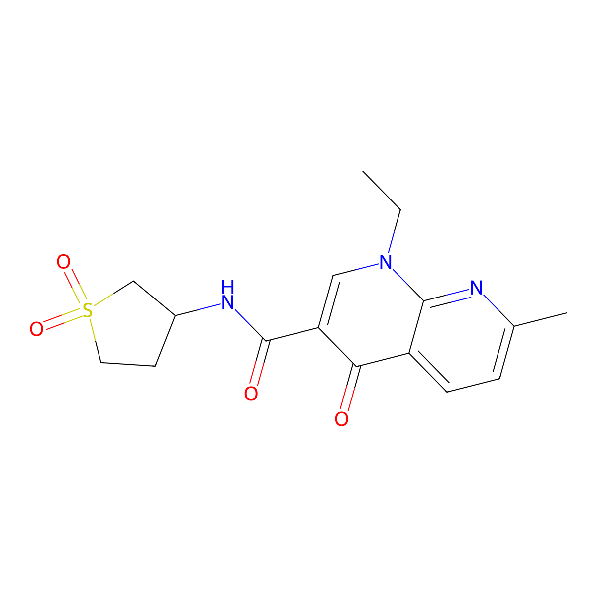 N-(1,1-dioxidotetrahydrothiophen-3-yl)-1-ethyl-7-methyl-4-oxo-1,4-dihydro-1,8-naphthyridine-3-carboxamide molecular structure, CAS 1010935-26-8