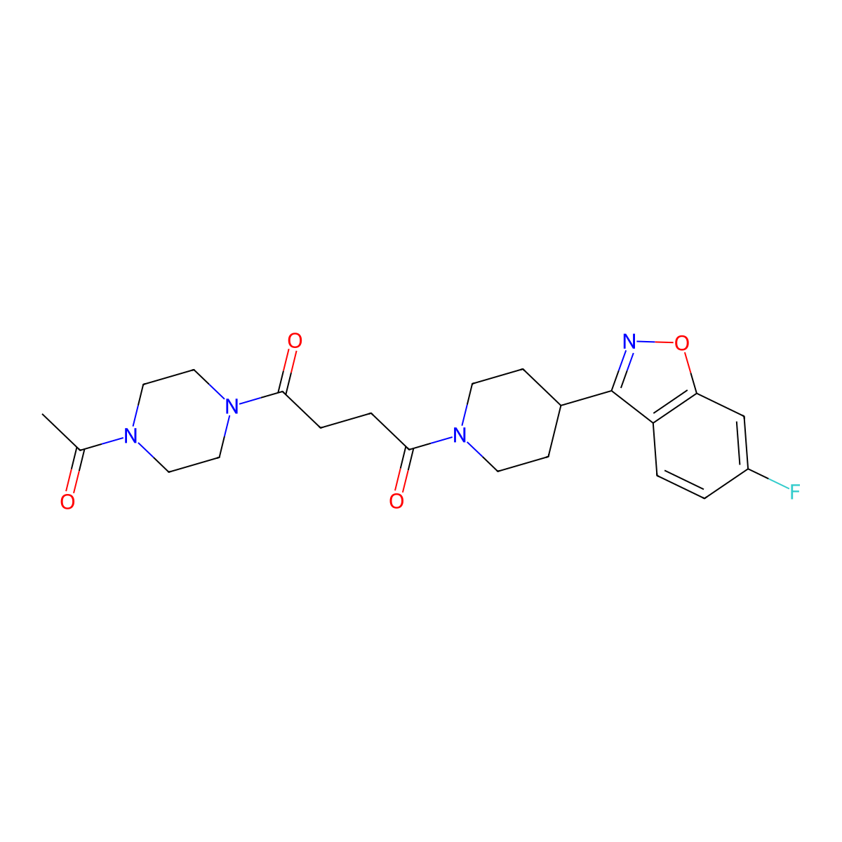 1-(4-Acetylpiperazin-1-yl)-4-[4-(6-fluoro-1,2-benzoxazol-3-yl)piperidin-1-yl]butane-1,4-dione molecular structure, CAS 1010935-33-7