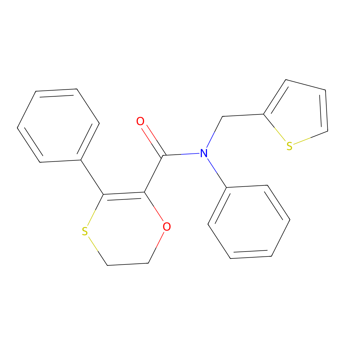 N,3-diphenyl-N-(thiophen-2-ylmethyl)-5,6-dihydro-1,4-oxathiine-2-carboxamide molecular structure, CAS 1010935-46-2