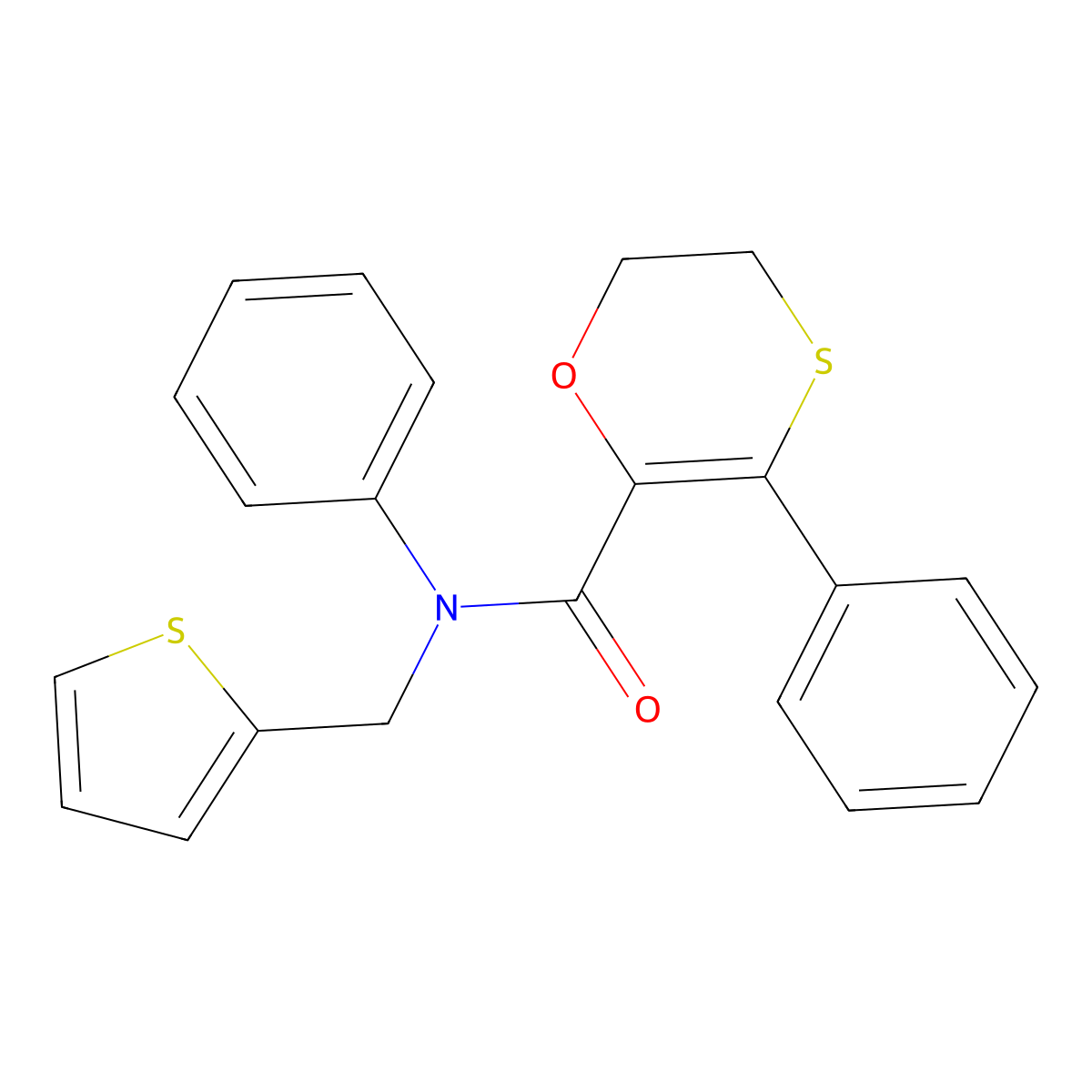 N,3-diphenyl-N-(thiophen-2-ylmethyl)-5,6-dihydro-1,4-oxathiine-2-carboxamide molecular structure, CAS 1010935-46-2