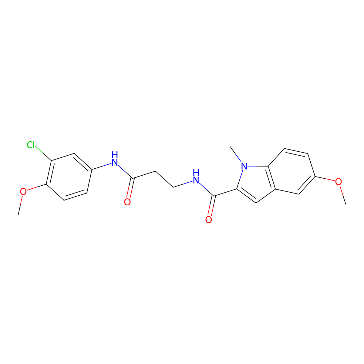 N-{3-[(3-chloro-4-methoxyphenyl)amino]-3-oxopropyl}-5-methoxy-1-methyl-1H-indole-2-carboxamide molecular structure, CAS 1010935-48-4
