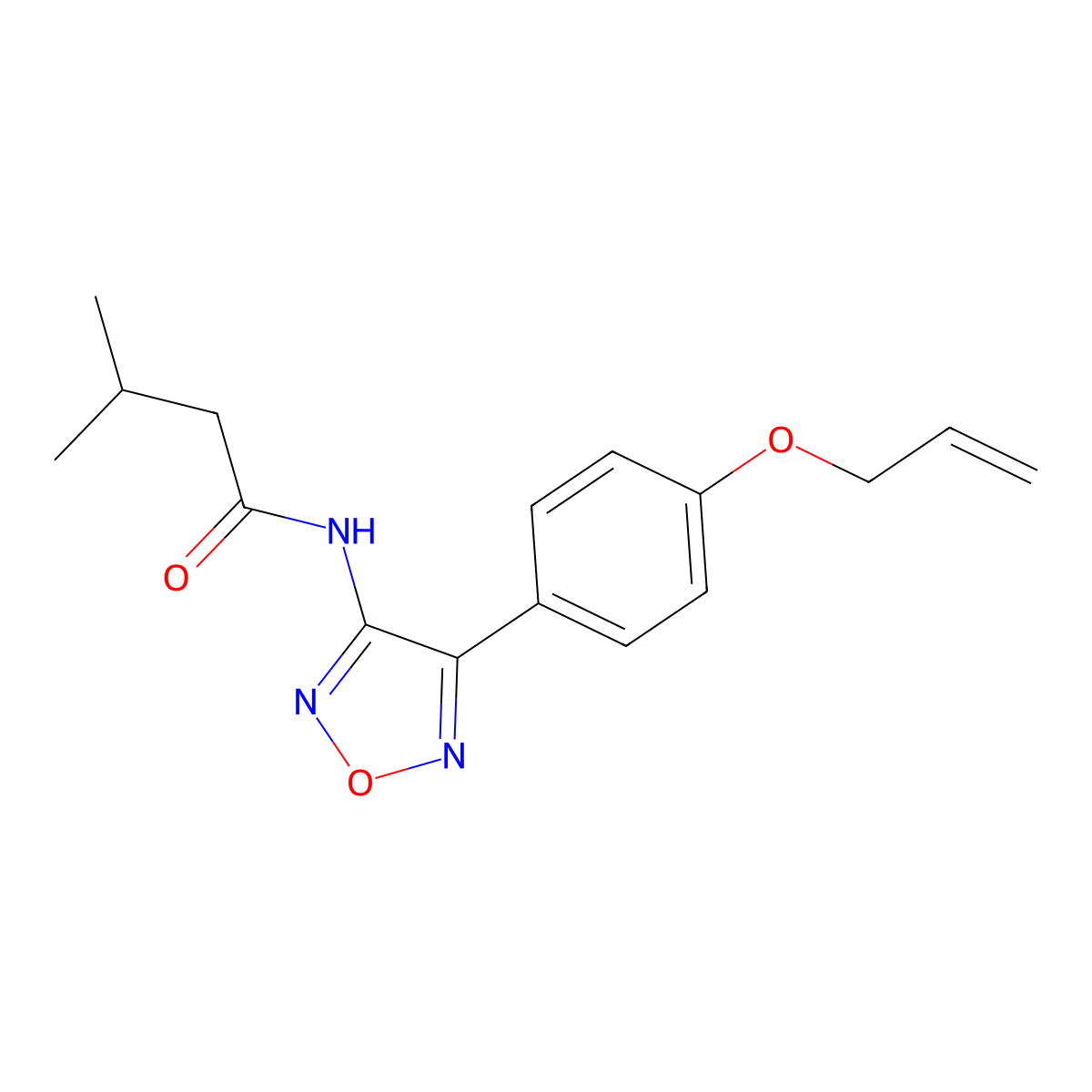3-methyl-N-{4-[4-(prop-2-en-1-yloxy)phenyl]-1,2,5-oxadiazol-3-yl}butanamide molecular structure, CAS 1010935-50-8