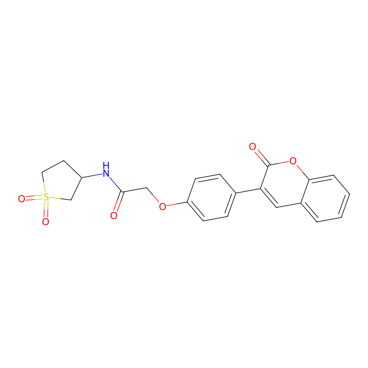 N-(1,1-dioxidotetrahydrothiophen-3-yl)-2-[4-(2-oxo-2H-chromen-3-yl)phenoxy]acetamide molecular structure, CAS 1010935-62-2