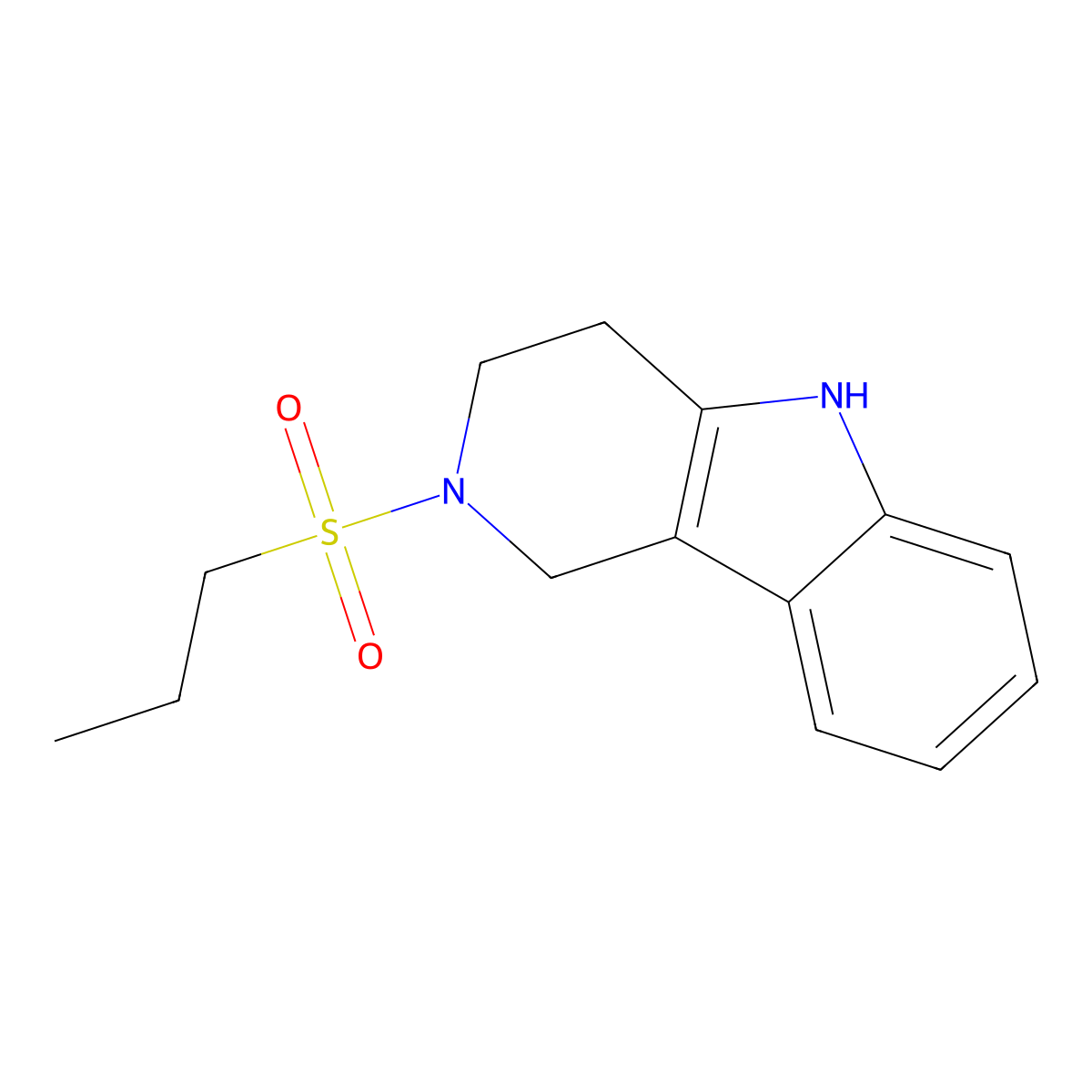 2-(propylsulfonyl)-2,3,4,5-tetrahydro-1H-pyrido[4,3-b]indole molecular structure, CAS 1010935-74-6