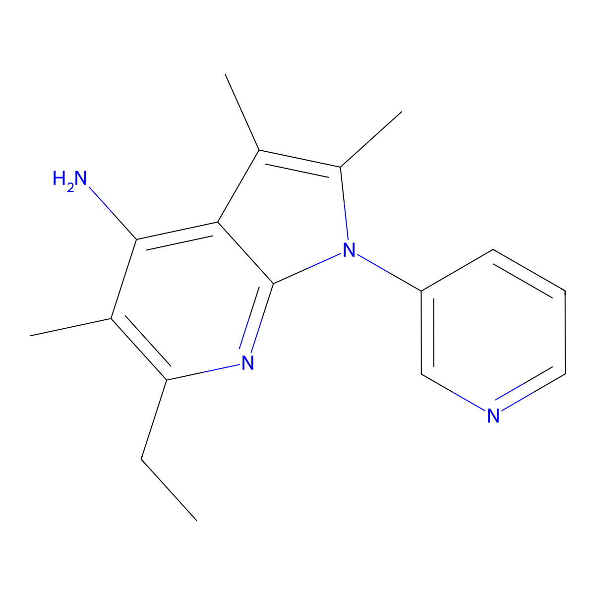 6-ethyl-2,3,5-trimethyl-1-(pyridin-3-yl)-1H-pyrrolo[2,3-b]pyridin-4-amine molecular structure, CAS 1010935-78-0