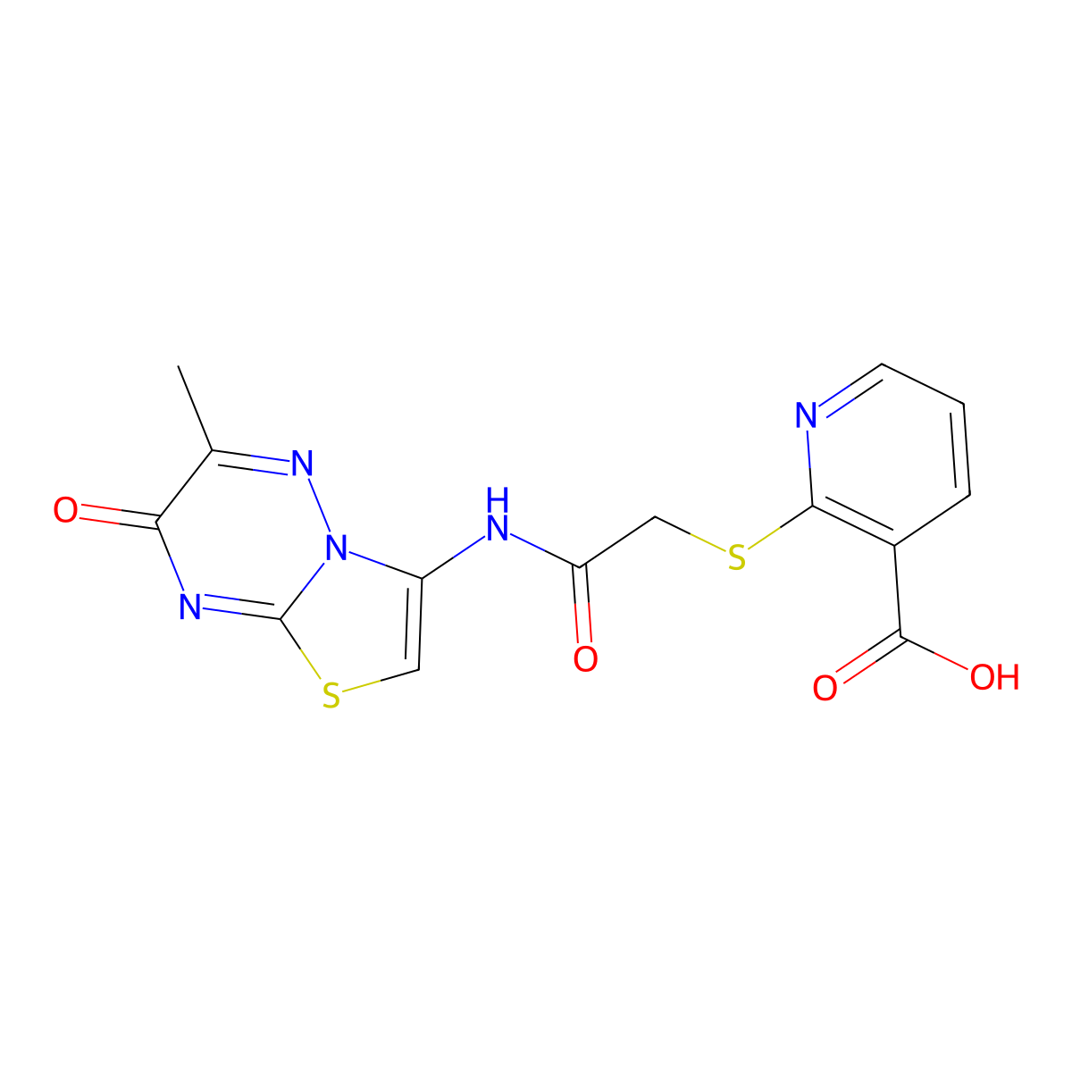 2-({2-[(6-methyl-7-oxo-7H-[1,3]thiazolo[3,2-b][1,2,4]triazin-3-yl)amino]-2-oxoethyl}sulfanyl)pyridine-3-carboxylic acid molecular structure, CAS 1010935-92-8