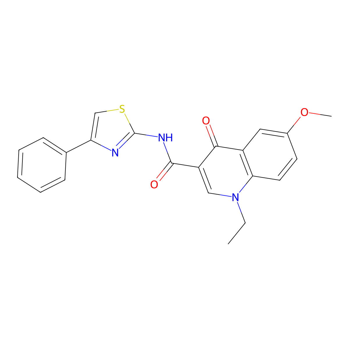 1-ethyl-6-methoxy-4-oxo-N-[(2Z)-4-phenyl-1,3-thiazol-2(3H)-ylidene]-1,4-dihydroquinoline-3-carboxamide molecular structure, CAS 1010935-96-2