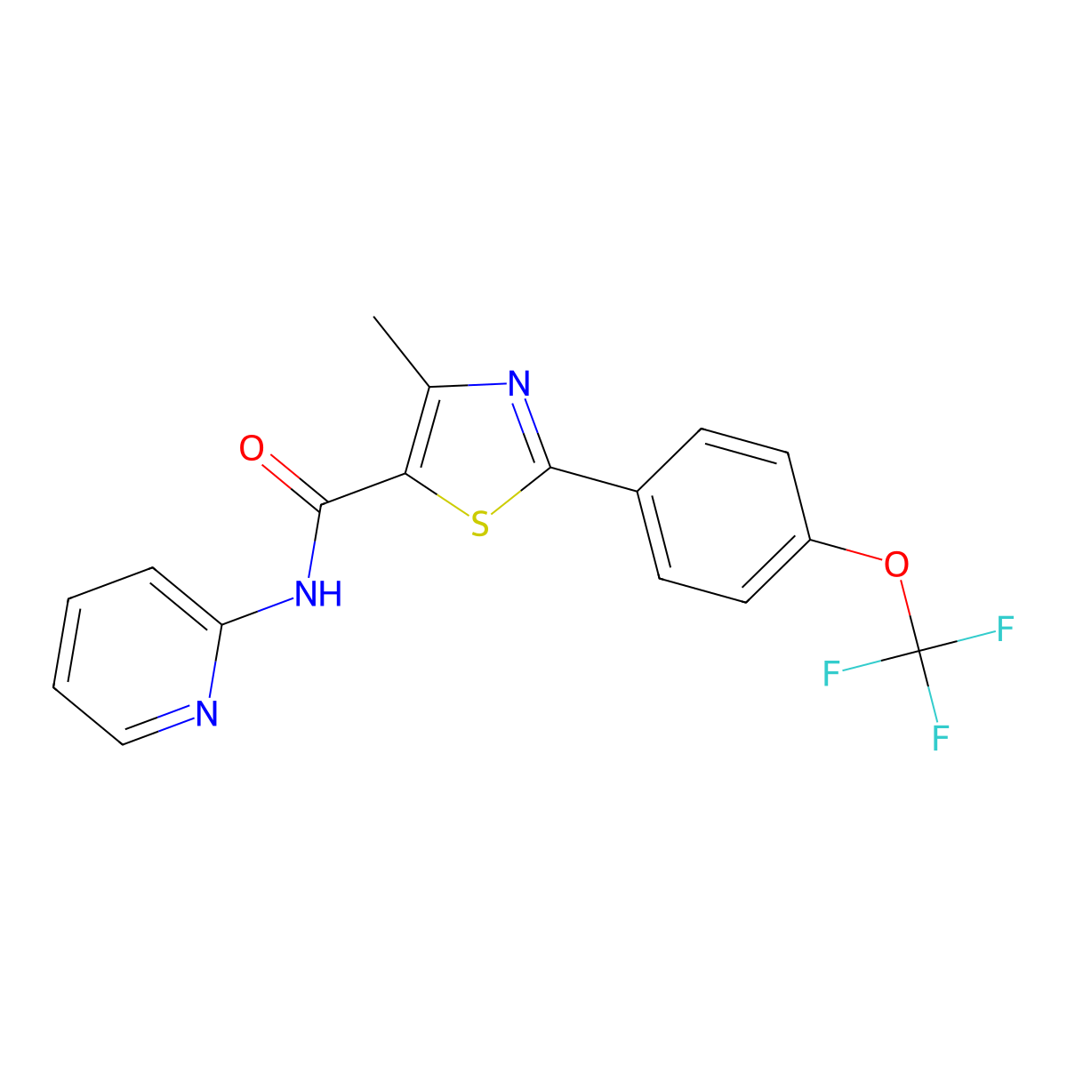 4-methyl-N-(pyridin-2-yl)-2-[4-(trifluoromethoxy)phenyl]-1,3-thiazole-5-carboxamide molecular structure, CAS 1010936-05-6