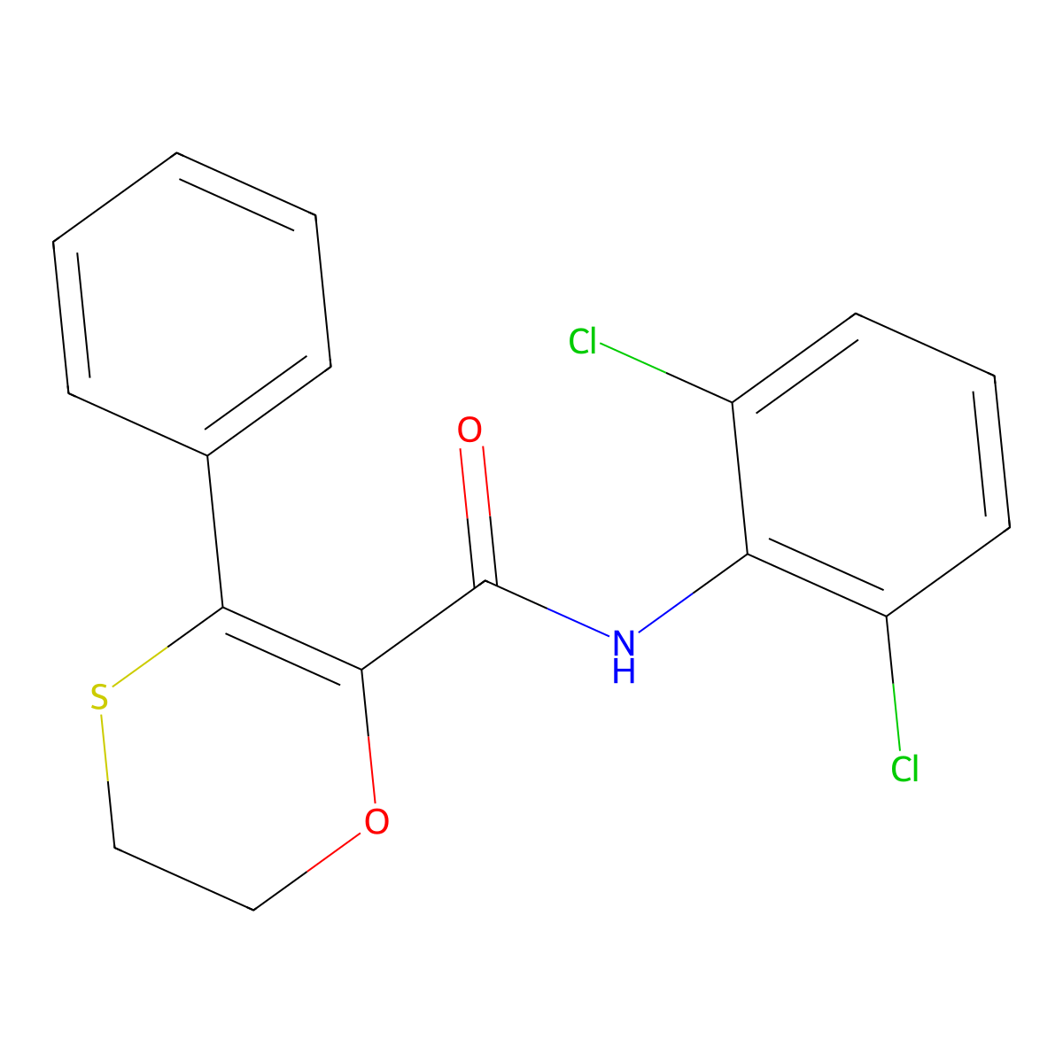 N-(2,6-dichlorophenyl)-3-phenyl-5,6-dihydro-1,4-oxathiine-2-carboxamide molecular structure, CAS 1010936-07-8