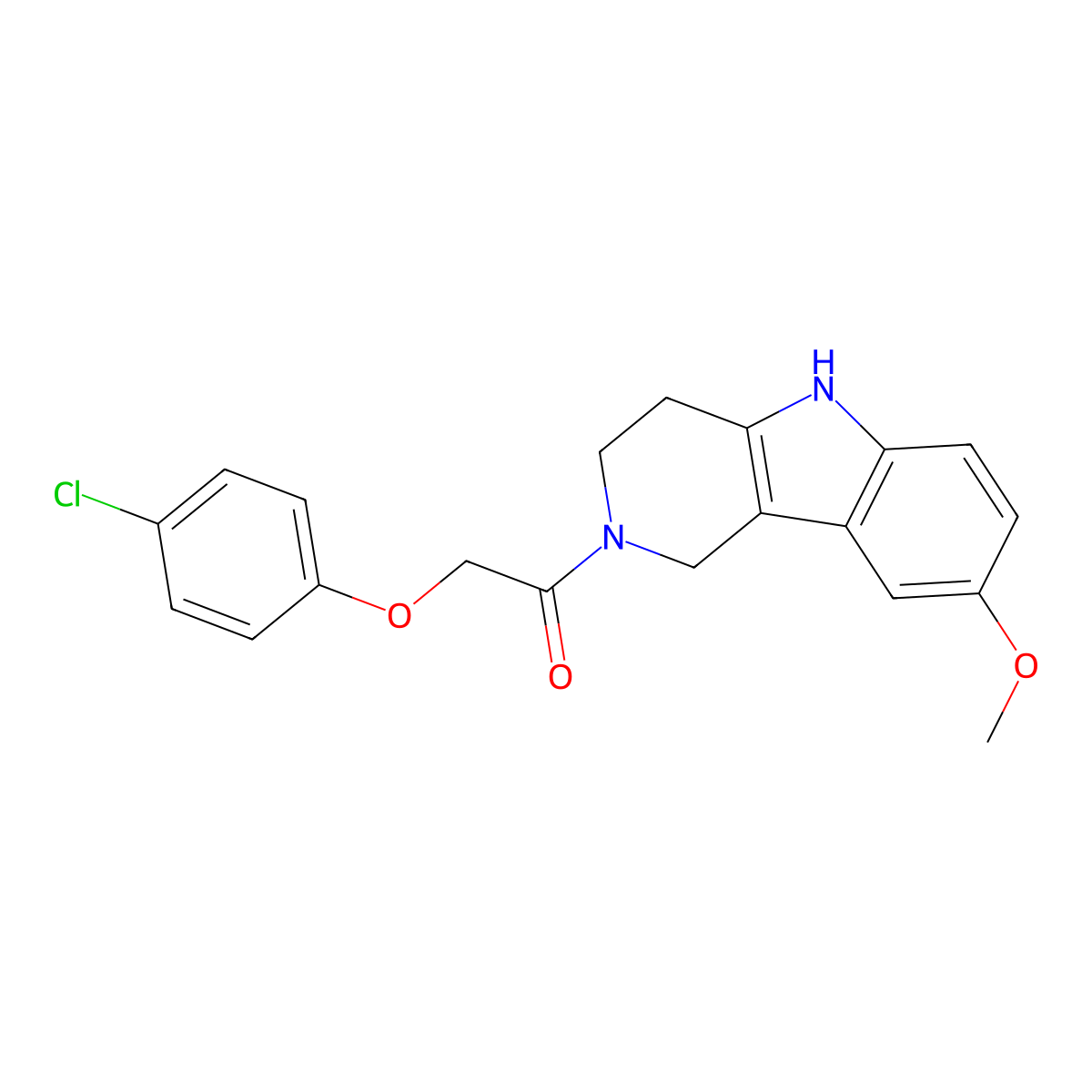 2-(4-chlorophenoxy)-1-(8-methoxy-1,3,4,5-tetrahydro-2H-pyrido[4,3-b]indol-2-yl)ethanone molecular structure, CAS 1010936-26-1