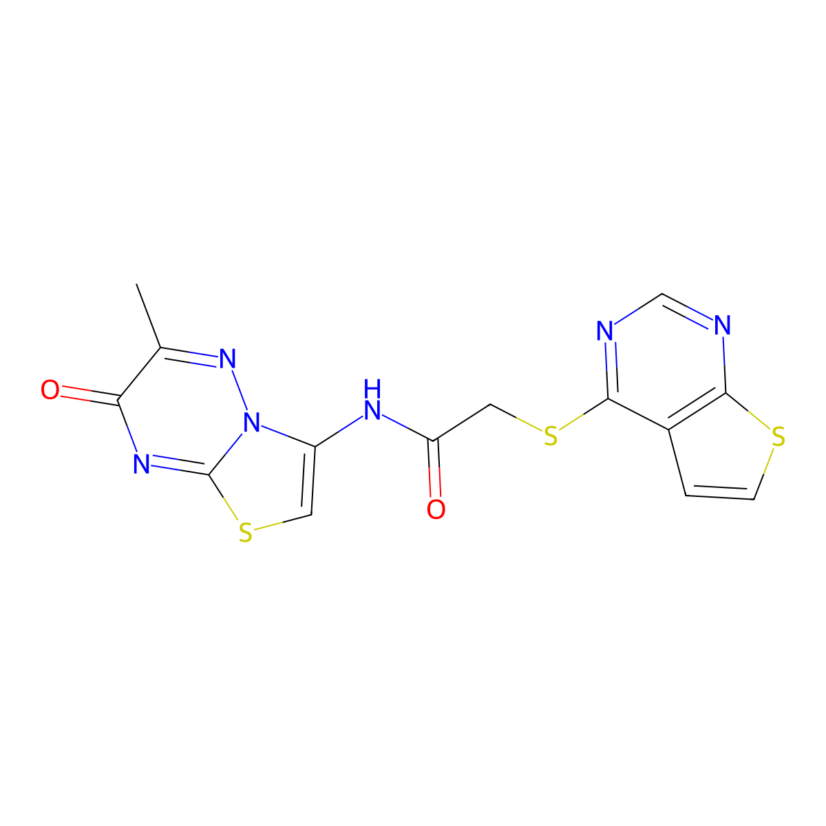N-(6-methyl-7-oxo-7H-[1,3]thiazolo[3,2-b][1,2,4]triazin-3-yl)-2-(thieno[2,3-d]pyrimidin-4-ylsulfanyl)acetamide molecular structure, CAS 1010936-27-2