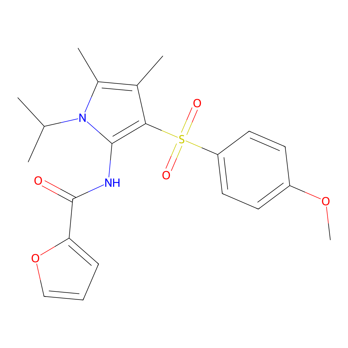 N-{3-[(4-methoxyphenyl)sulfonyl]-4,5-dimethyl-1-(propan-2-yl)-1H-pyrrol-2-yl}furan-2-carboxamide molecular structure, CAS 1010936-29-4