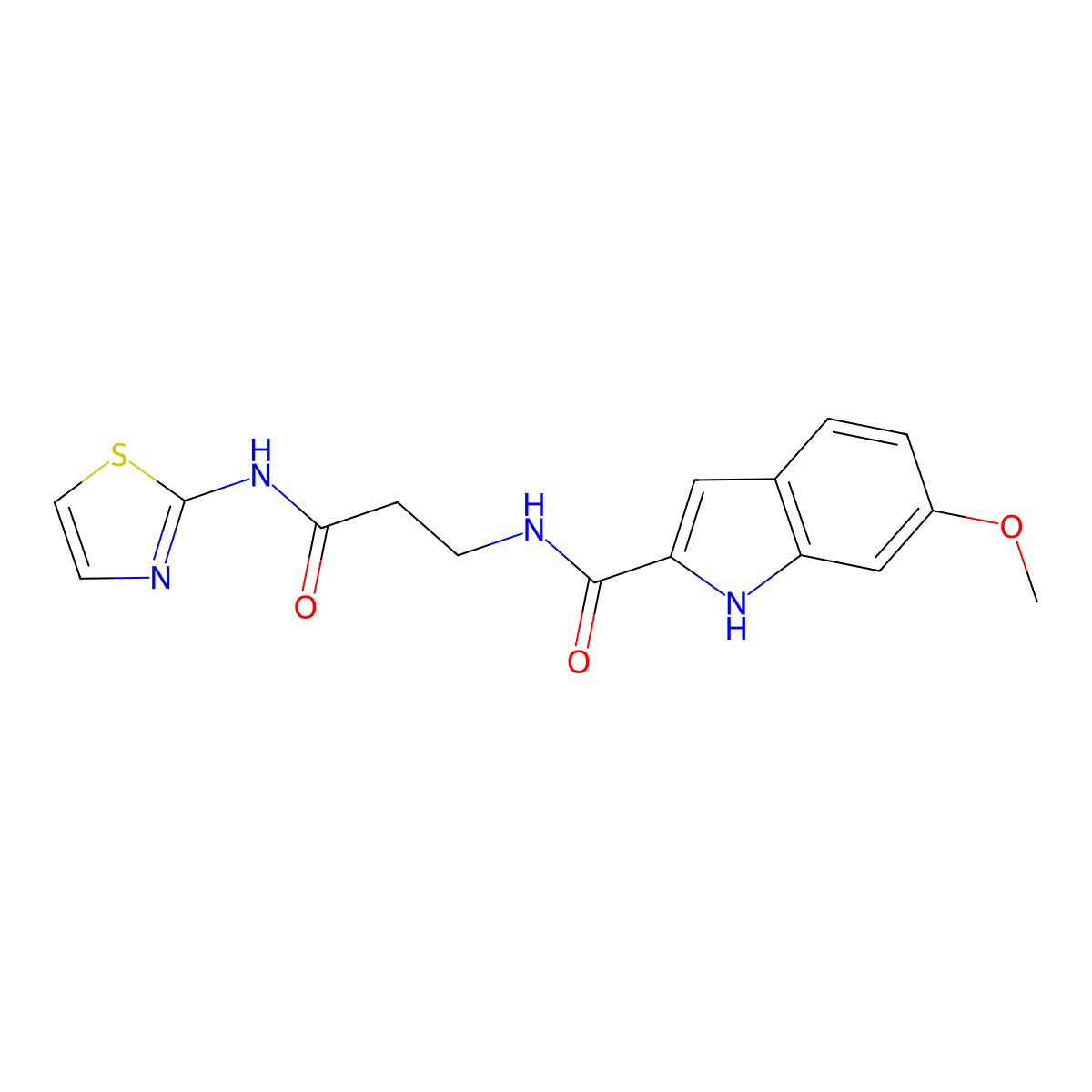 6-methoxy-N-[3-oxo-3-(1,3-thiazol-2-ylamino)propyl]-1H-indole-2-carboxamide molecular structure, CAS 1010936-41-0