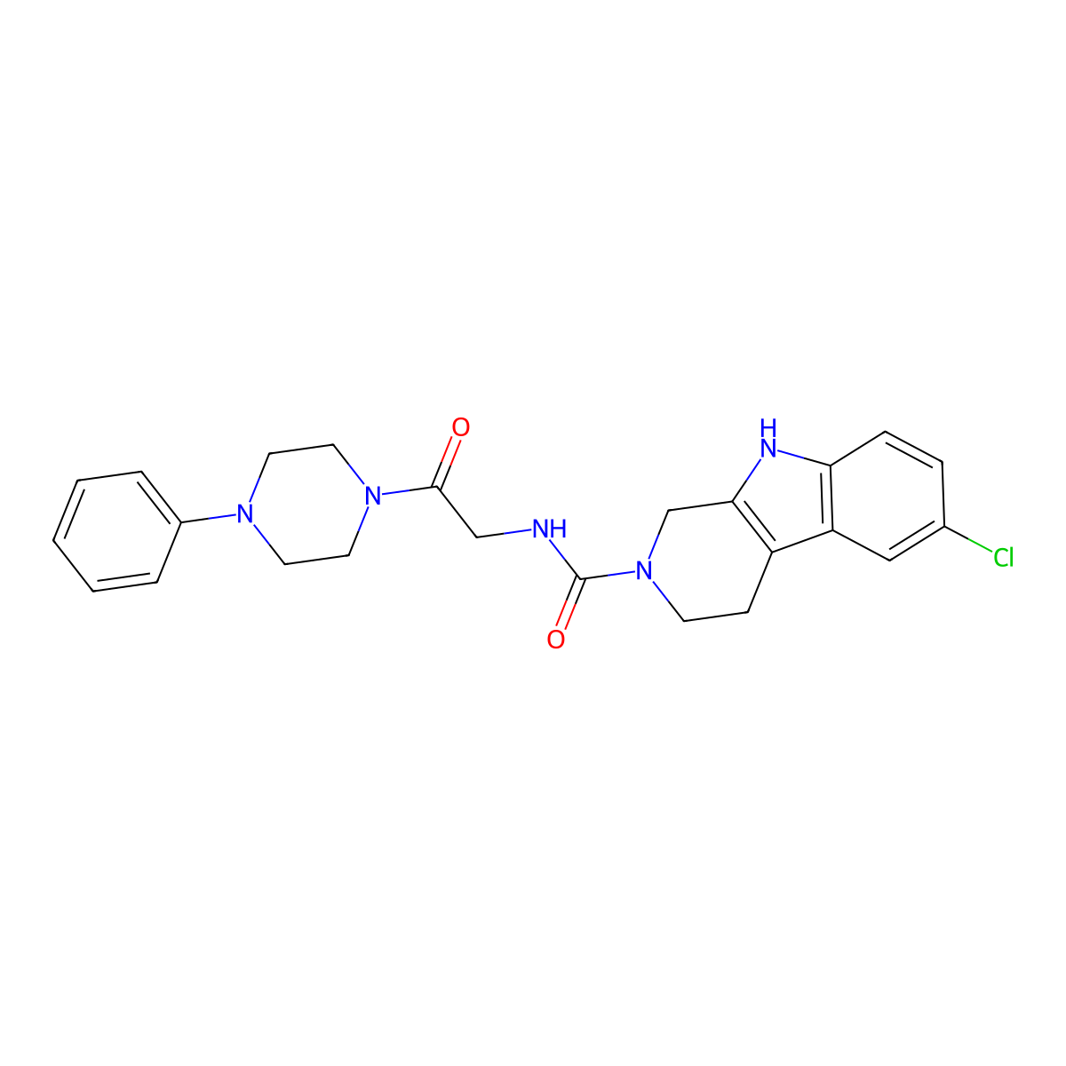 6-chloro-N-[2-oxo-2-(4-phenylpiperazin-1-yl)ethyl]-1,3,4,9-tetrahydro-2H-beta-carboline-2-carboxamide molecular structure, CAS 1010936-44-3