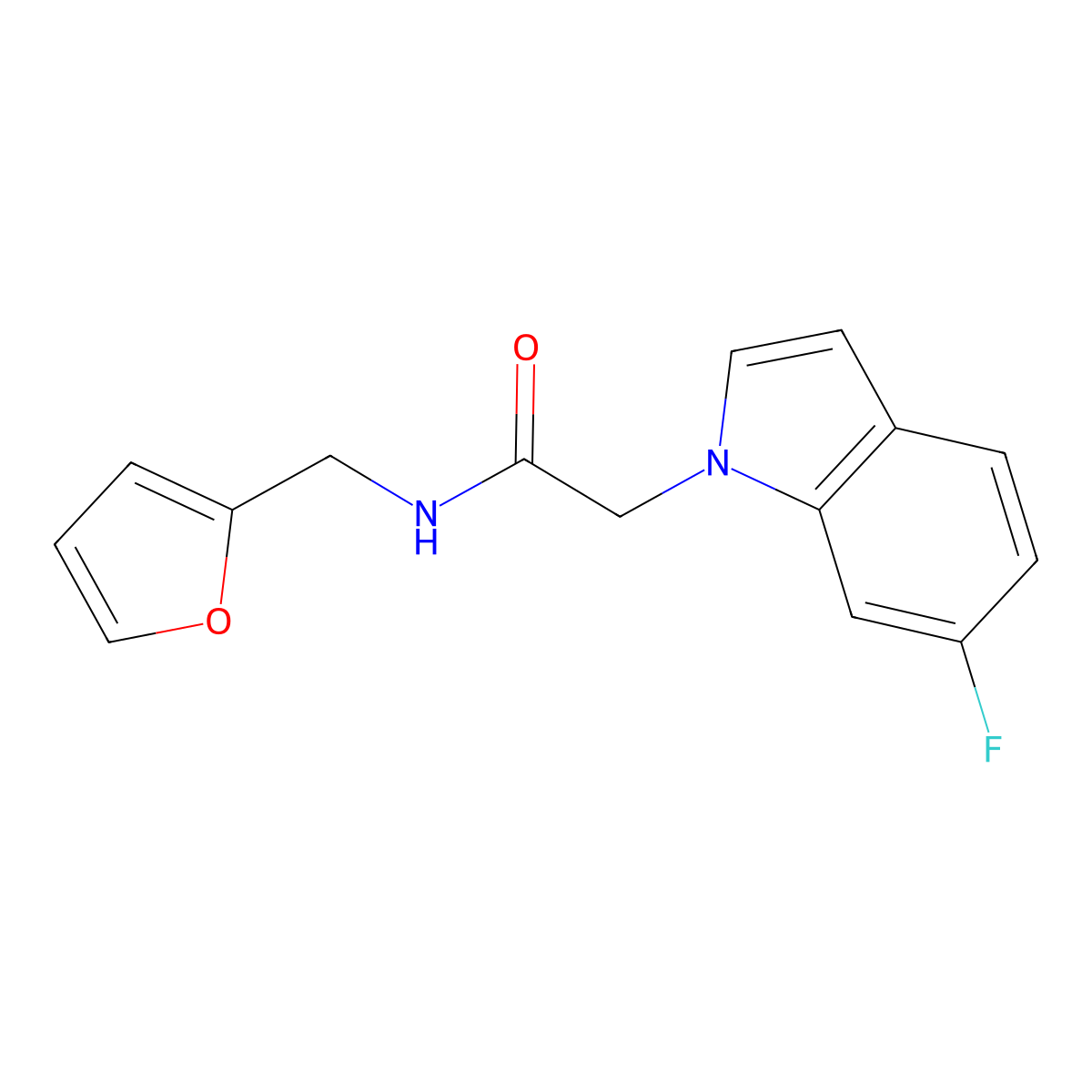 2-(6-fluoro-1H-indol-1-yl)-N-(2-furylmethyl)acetamide molecular structure, CAS 1010936-50-1