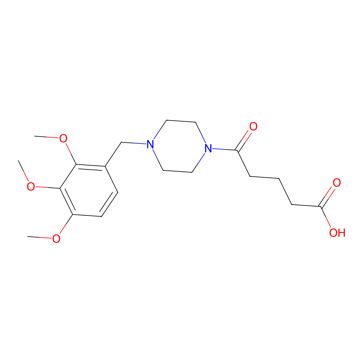 5-Oxo-5-(4-(2,3,4-trimethoxybenzyl)piperazin-1-yl)pentanoic acid molecular structure, CAS 1010936-56-7