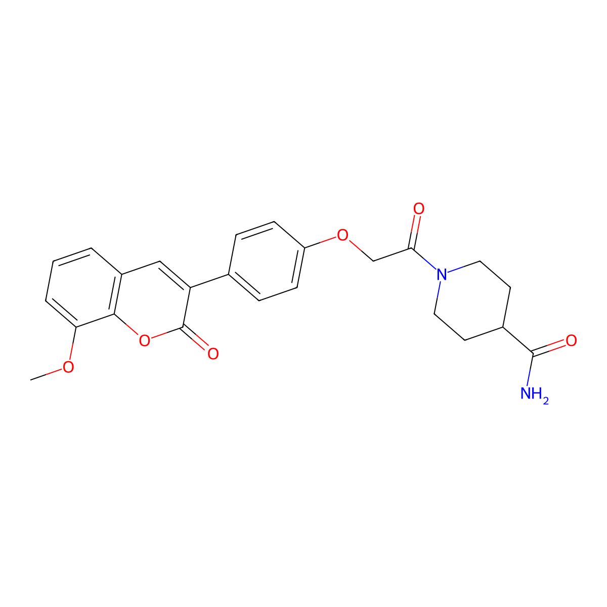 1-{[4-(8-methoxy-2-oxo-2H-chromen-3-yl)phenoxy]acetyl}piperidine-4-carboxamide molecular structure, CAS 1010936-68-1