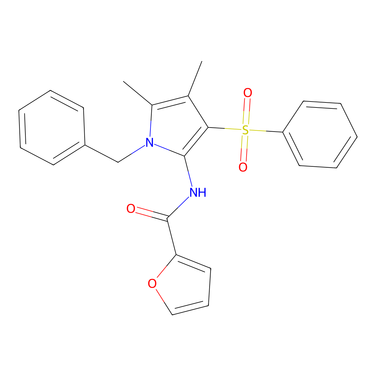N-[1-benzyl-4,5-dimethyl-3-(phenylsulfonyl)-1H-pyrrol-2-yl]furan-2-carboxamide molecular structure, CAS 1010936-88-5