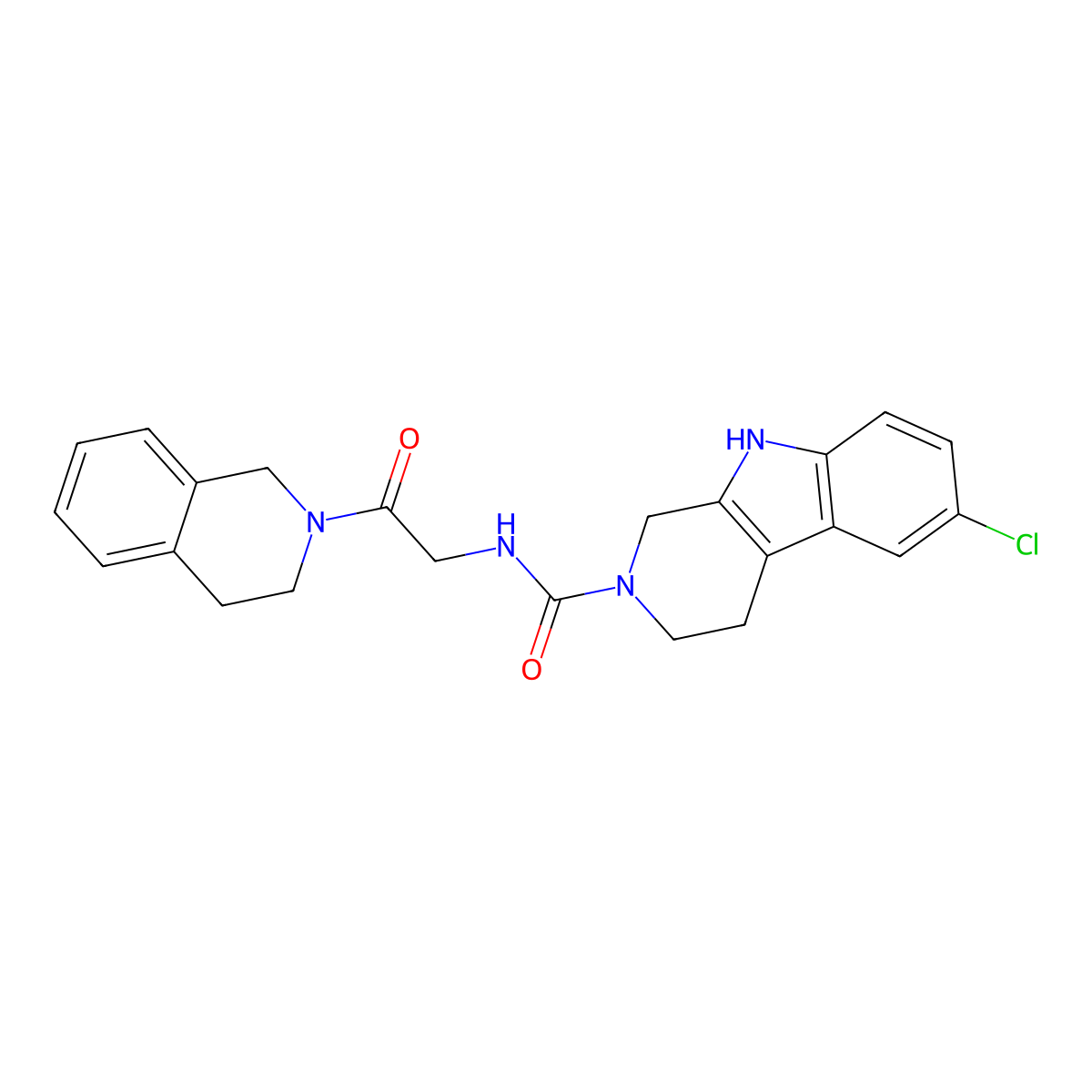 6-chloro-N-[2-(3,4-dihydroisoquinolin-2(1H)-yl)-2-oxoethyl]-1,3,4,9-tetrahydro-2H-beta-carboline-2-carboxamide molecular structure, CAS 1010936-96-5
