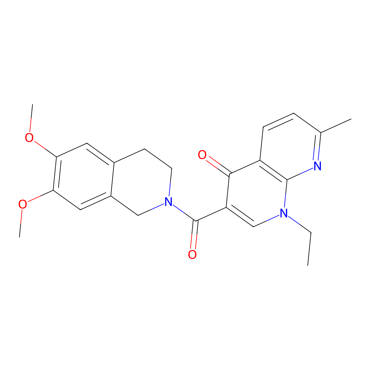 3-{[6,7-dimethoxy-3,4-dihydro-2(1H)-isoquinolinyl]carbonyl}-1-ethyl-7-methyl[1,8]naphthyridin-4(1H)-one molecular structure, CAS 1010937-16-2
