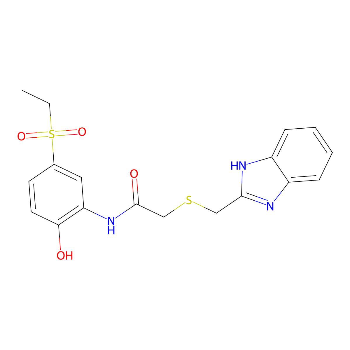 2-[(1H-benzimidazol-2-ylmethyl)sulfanyl]-N-[5-(ethylsulfonyl)-2-hydroxyphenyl]acetamide molecular structure, CAS 1010937-22-0