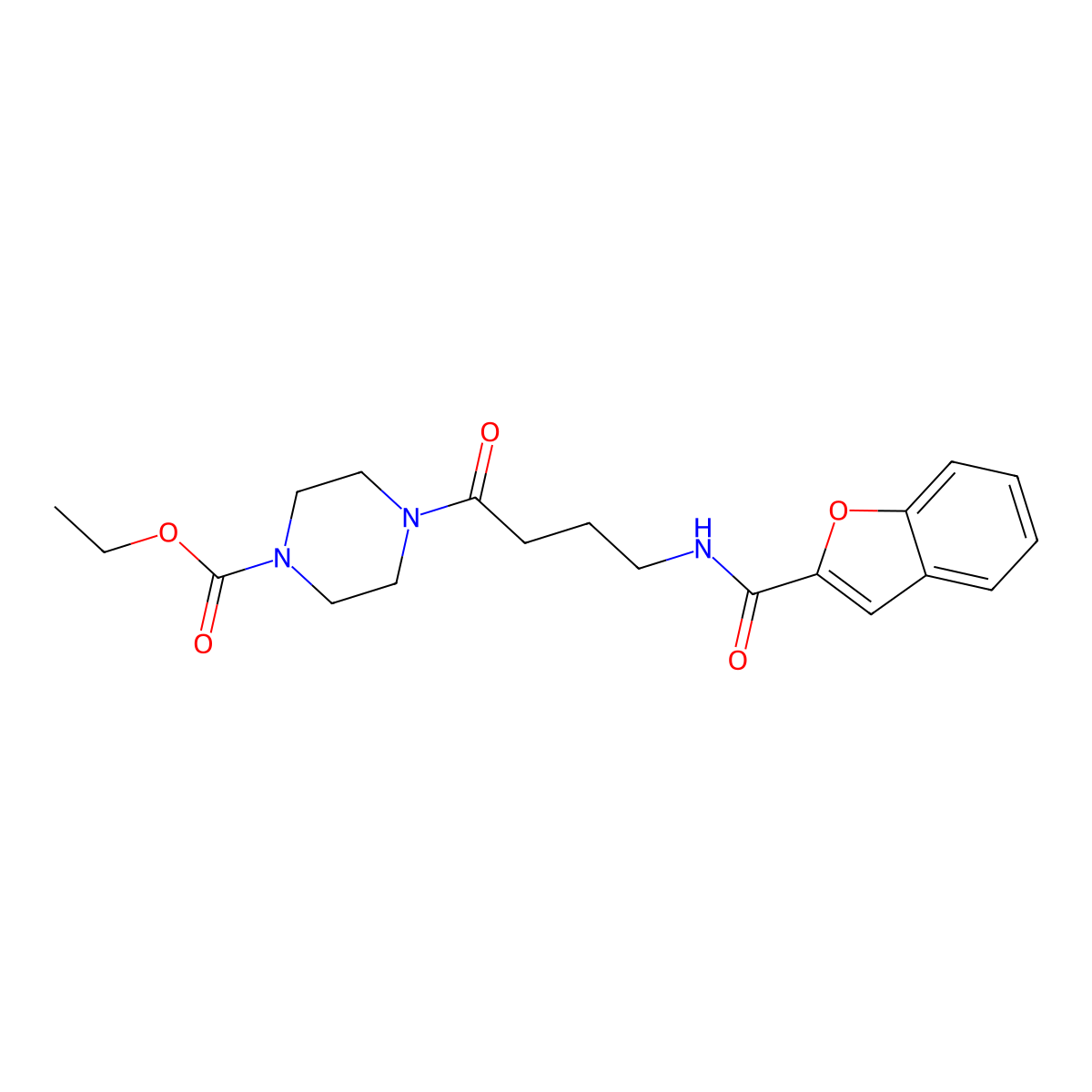 Ethyl 4-{4-[(1-benzofuran-2-ylcarbonyl)amino]butanoyl}piperazine-1-carboxylate molecular structure, CAS 1010937-36-6