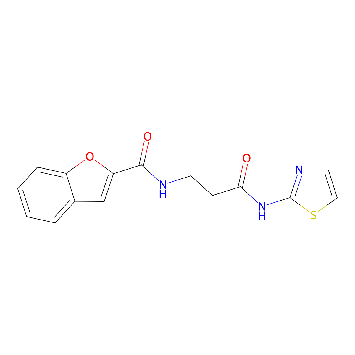 N-[3-oxo-3-(1,3-thiazol-2-ylamino)propyl]-1-benzofuran-2-carboxamide molecular structure, CAS 1010937-44-6