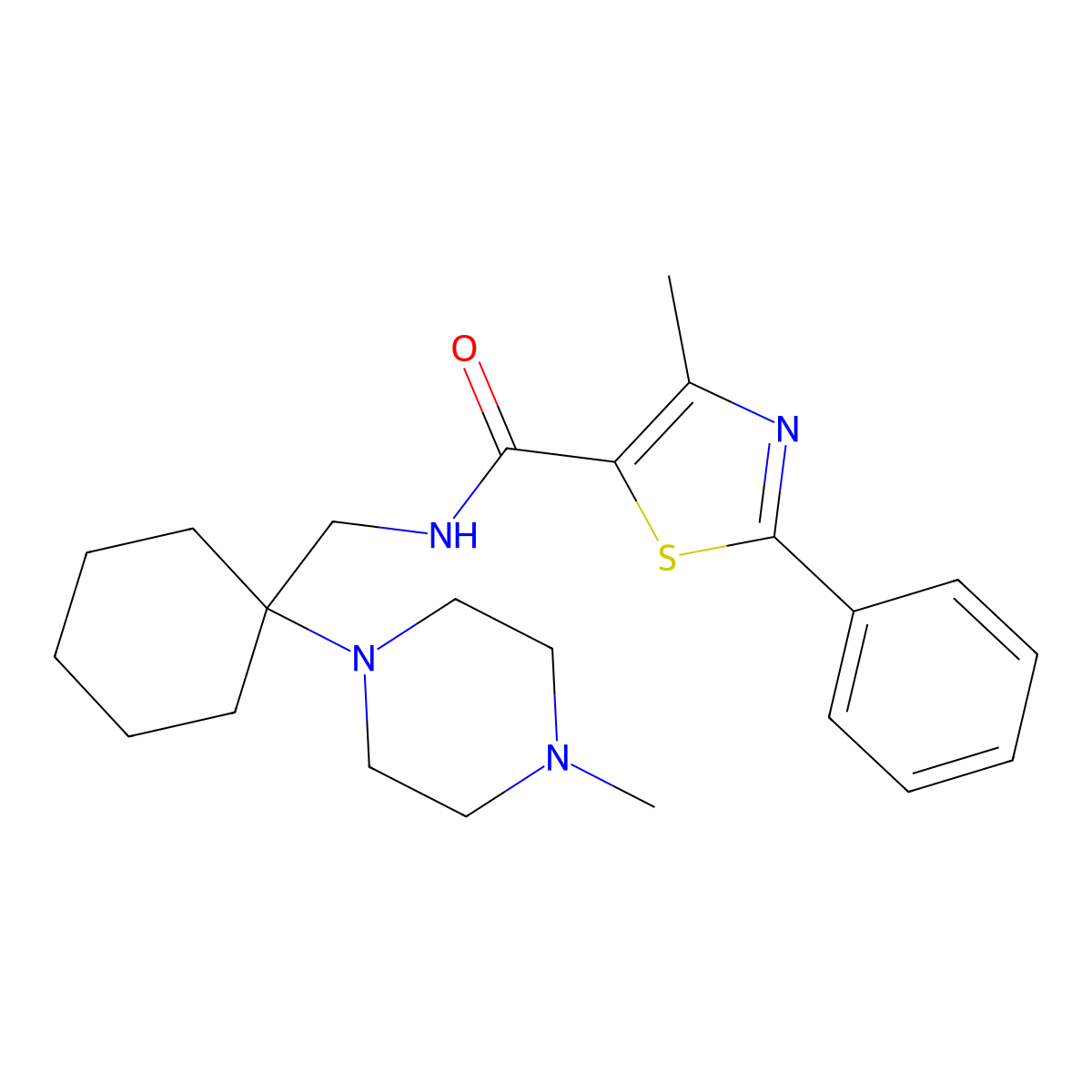 4-methyl-N~5~-{[1-(4-methylpiperazino)cyclohexyl]methyl}-2-phenyl-1,3-thiazole-5-carboxamide molecular structure, CAS 1010937-56-0