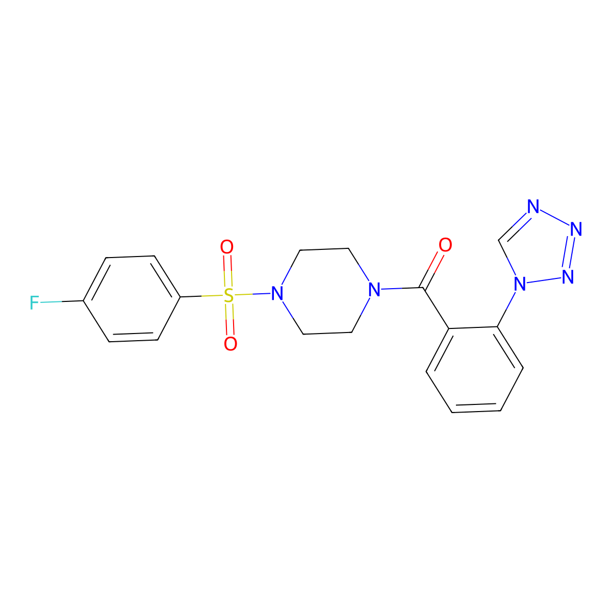 {4-[(4-fluorophenyl)sulfonyl]piperazin-1-yl}[2-(1H-tetrazol-1-yl)phenyl]methanone molecular structure, CAS 1010937-73-1
