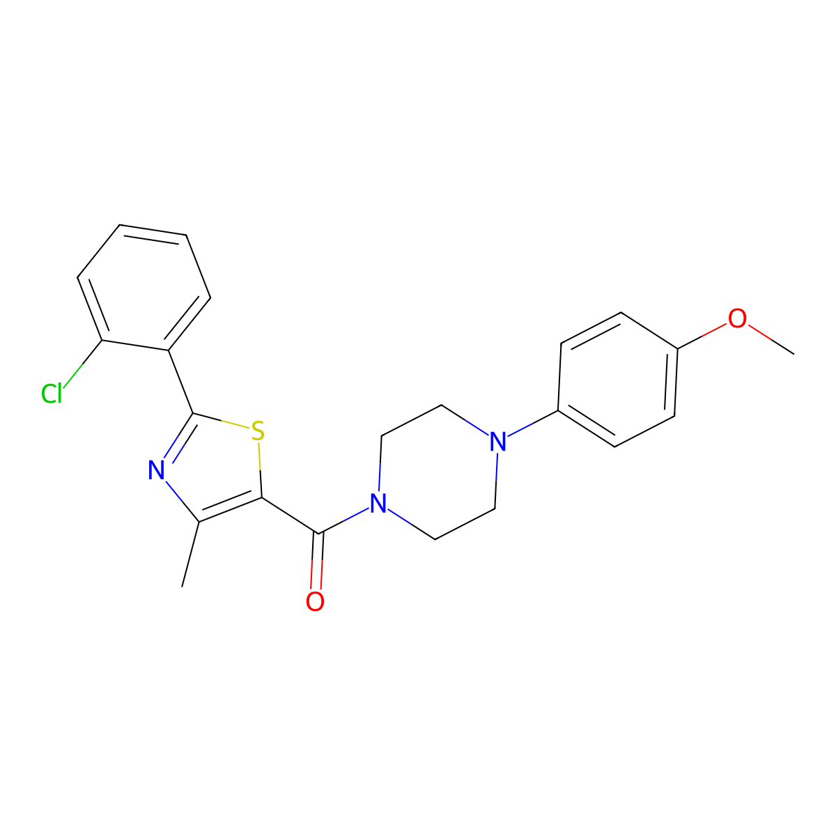 [2-(2-Chlorophenyl)-4-methyl-1,3-thiazol-5-yl][4-(4-methoxyphenyl)piperazino]methanone molecular structure, CAS 1010937-78-6