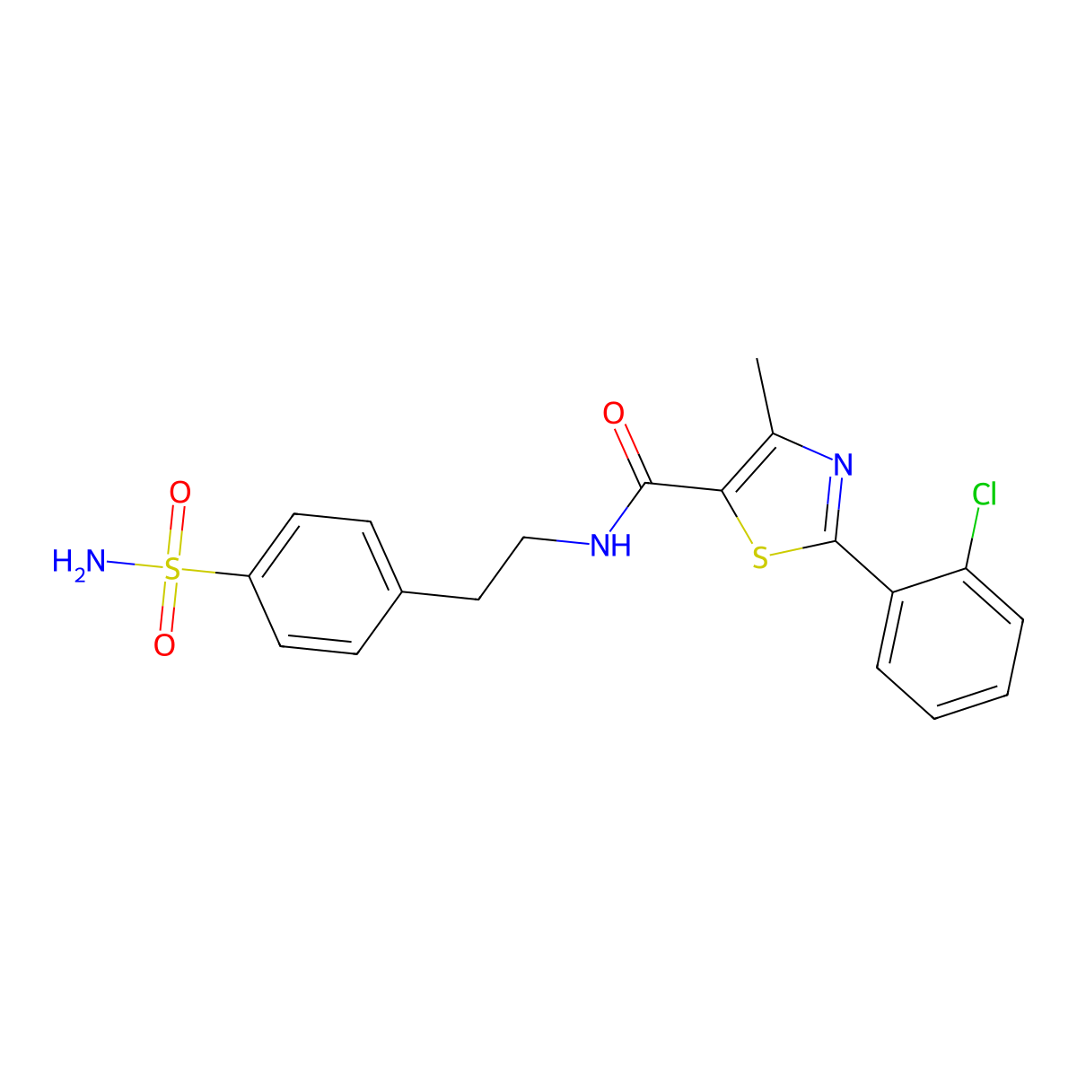 2-(2-chlorophenyl)-4-methyl-N-[2-(4-sulfamoylphenyl)ethyl]-1,3-thiazole-5-carboxamide molecular structure, CAS 1010937-89-9