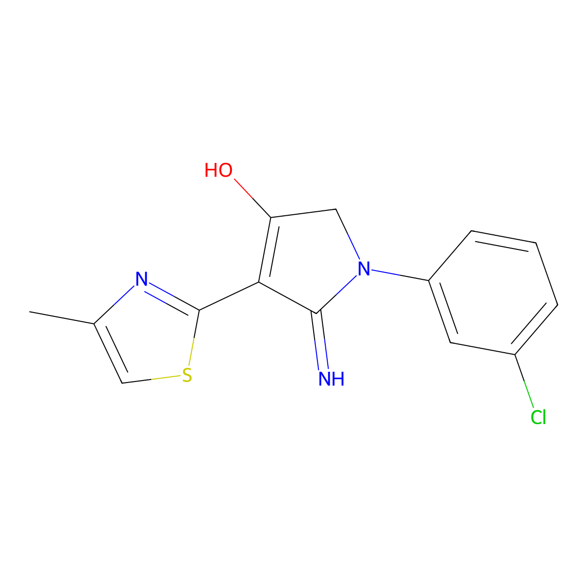 5-amino-1-(3-chlorophenyl)-4-(4-methyl-1,3-thiazol-2-yl)-1,2-dihydro-3H-pyrrol-3-one molecular structure, CAS 1010938-10-9