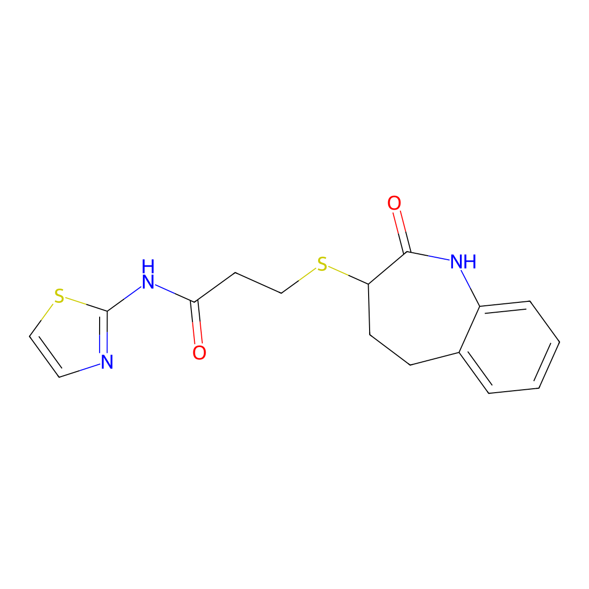 3-[(2-hydroxy-4,5-dihydro-3H-1-benzazepin-3-yl)sulfanyl]-N-(1,3-thiazol-2-yl)propanamide molecular structure, CAS 1010938-17-6